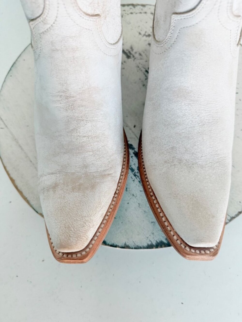 Lane EMMA JANE White Cowboy Boots Womens 8 Western Leather Mid Calf Snip Toe - Picture 6 of 11